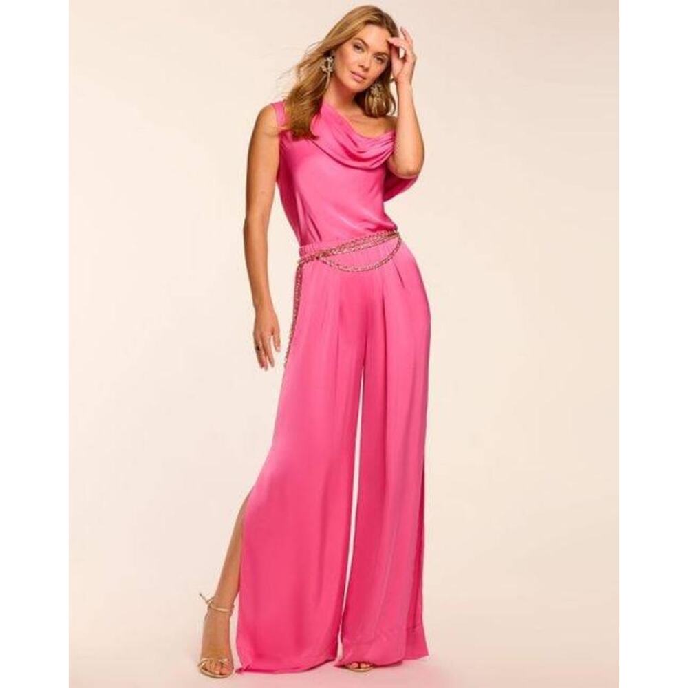 Ramy Brook Pink Garnet Jolie Wide Leg Pants M NWT Luxury Trouser Resort Wear
